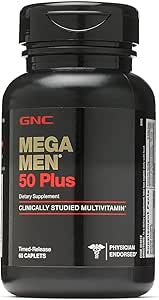 GNC Mega Men 50 Plus Daily Multivitamin for Hombres ← Soporta la función de memoria, la próstata y la salud del corazón
