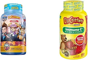 L'il Critters Paw Patrol & Immune C Gummy Vitaminas para Niños, Vitamina C, D3, Zinc, 190 Gummies Cada