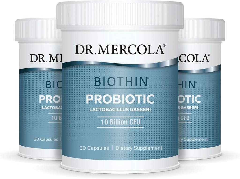 Dr. Mercola Biothin Probiotic - Suplemento de Salud Digestiva - Apoyos Metabolismo Saludable - GMO-Free, Gluten-Free - 90 cápsulas de liberación retardada (90 piezas)