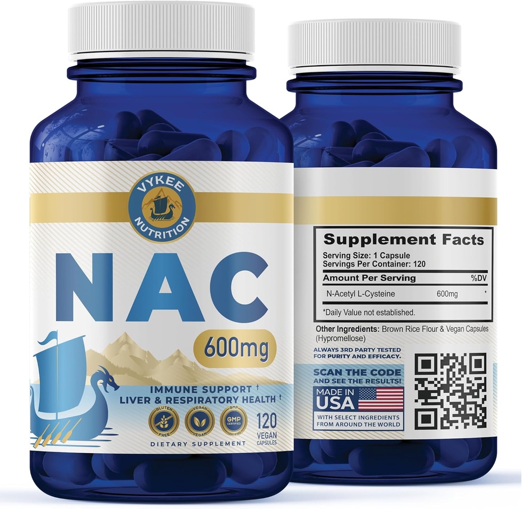 Cápsulas NAC – 600mg N-Acetyl L-Cysteine ← Vegan, Non-GMO tóxico apoya la producción antioxidante, la salud del hígado " función inmune TEN 120 Cápsulas
