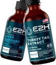 E2H: Liver Support Supplement and Turkey Tail Mushroom Extract | Vegan, Non-GMO - 2 Fl Oz Each (4 Fl Oz Total) - Bundle