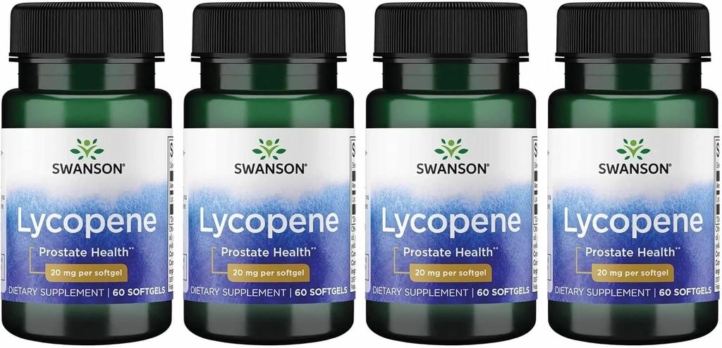 Swanson Lycopene - Suplemento Natural Promoción de la Salud de la Prostata, Salud del Corazón, " Apoya la Presión de la Sangre dentro del rango normal - Mens Health Supplement - (60 Softgels) 4 Pack