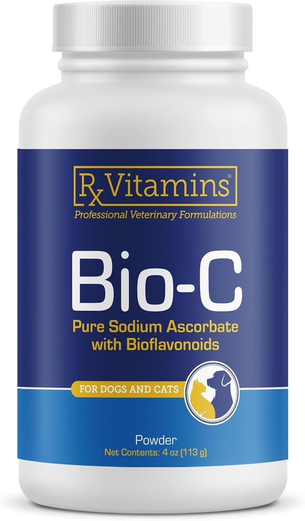 Vitaminas Rx Bio-C - Vitamina C para perros y gatos - con Bioflavonoides Lemon para Alivio de la Alergia - Suplemento de Apoyo Inmunitario - Promueve la Carne y la Esquía Saludables - Suplemento Conjunto - 4 oz