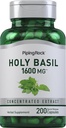 Piping Rock Holy Basil Capsules  1600 mg ← 200 Píldoras ← Herb Leaf Extract ← Suplemento para Mujeres y Hombre ← Ocimum Tenuiflorum ← Non-GMO, Gluten Free