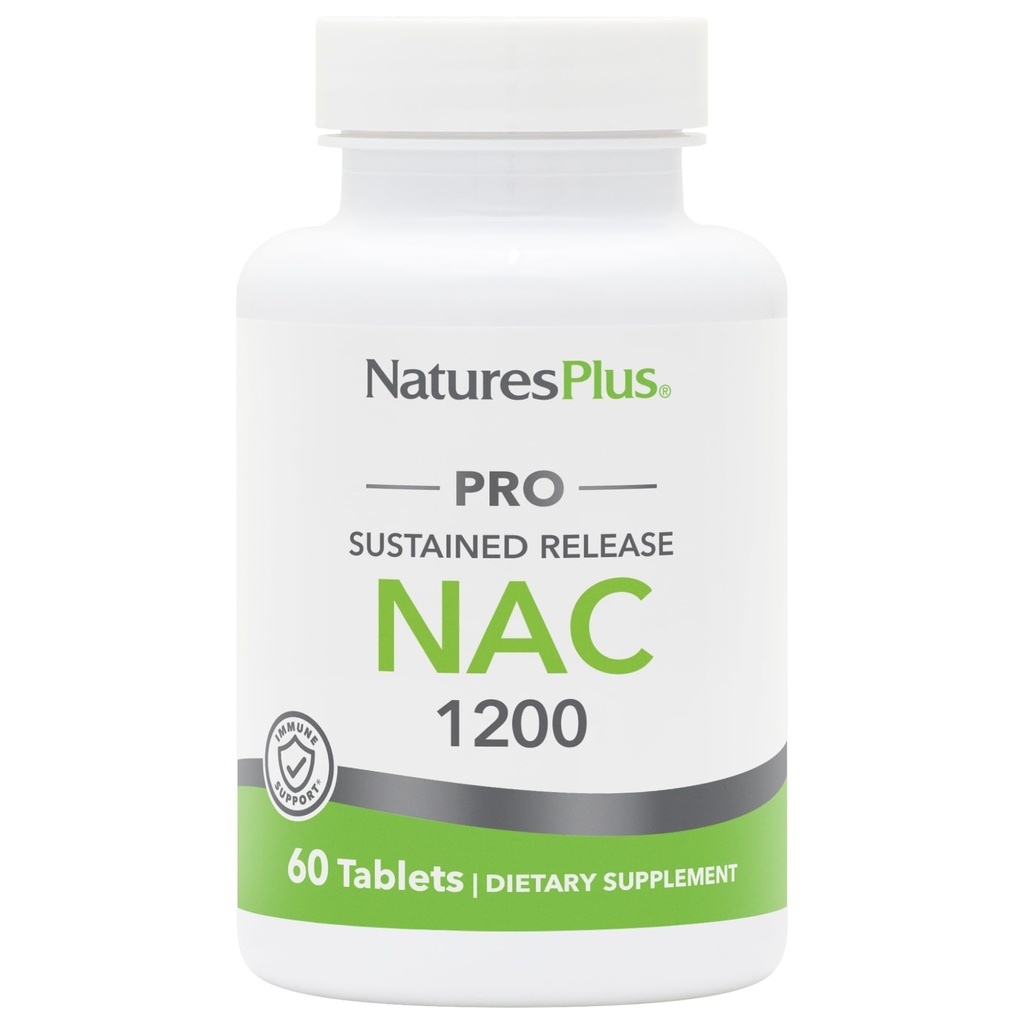 NaturesPlus PRO NAC 1200 mg - 60 Tabletas - Crucial for Replenishing Glutathione - Non-GMO, Vegan &amp; Gluten Gratis - 30 Servings