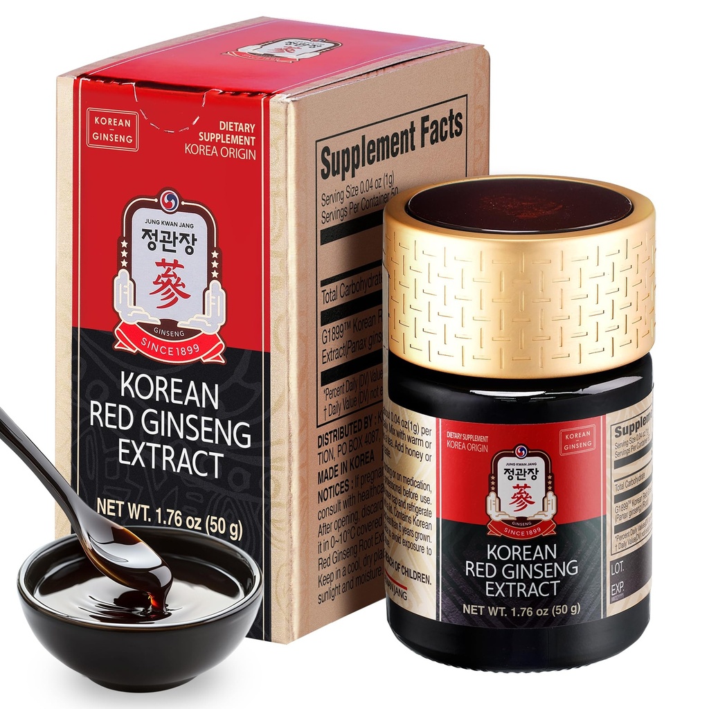 JUNG KWAN JANG Korean Red Panax Ginseng Concentrated Extract 50g - Korean Ginseng Roots, Boosts Immune System, Energy, Stamina, Healing/Recovery, Focus/Fatigue