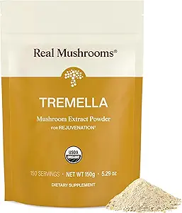 Reales Mushroom Tremella Mushroom Powder – Orgánica Tremella Extracto del Cuerpo de Frutas – para la rutina de bienestar diario – Vegan, No GMO, No Filleres – 150 Serviciones Mushroom Blend Suplementos