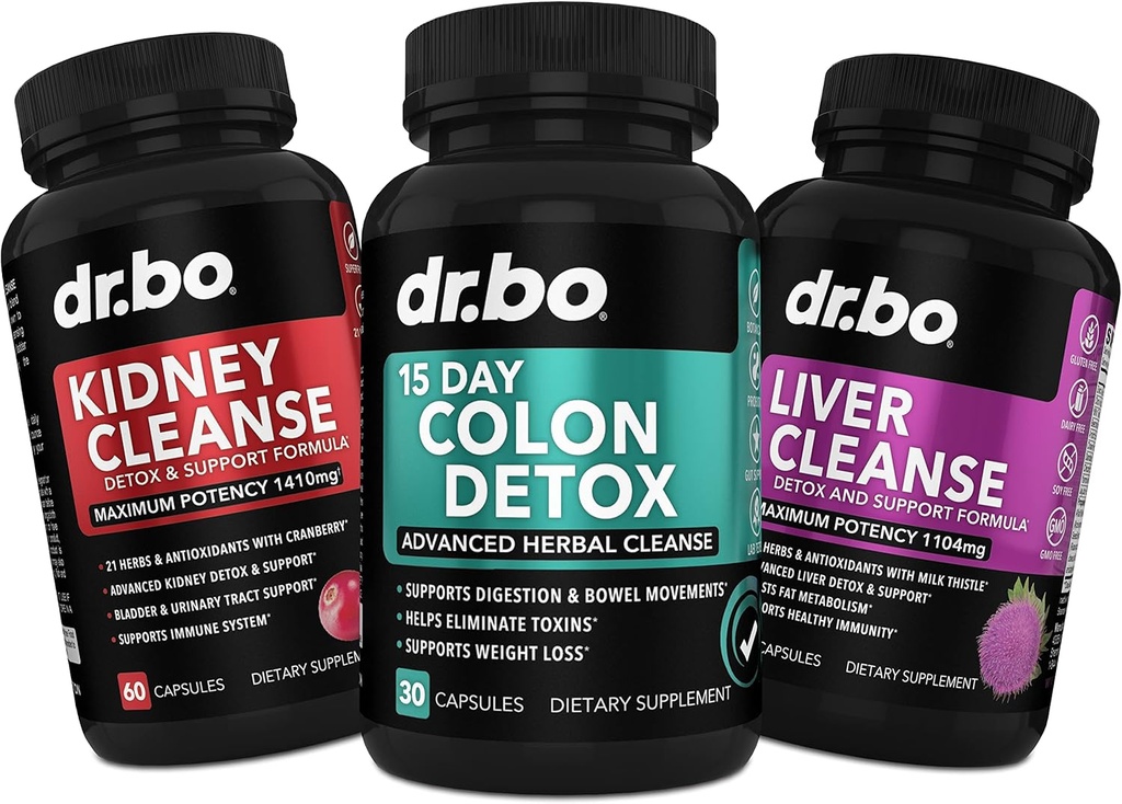 Colon, Kidney &amp; Liver Cleanse Detox Support Supplement - 15 Day Intestinal Cleanse Pills &amp; Probiotic for Bloating & Daily Constipation Relief - Help Bladder Control, Urinary Tract & Gallbladder Health
