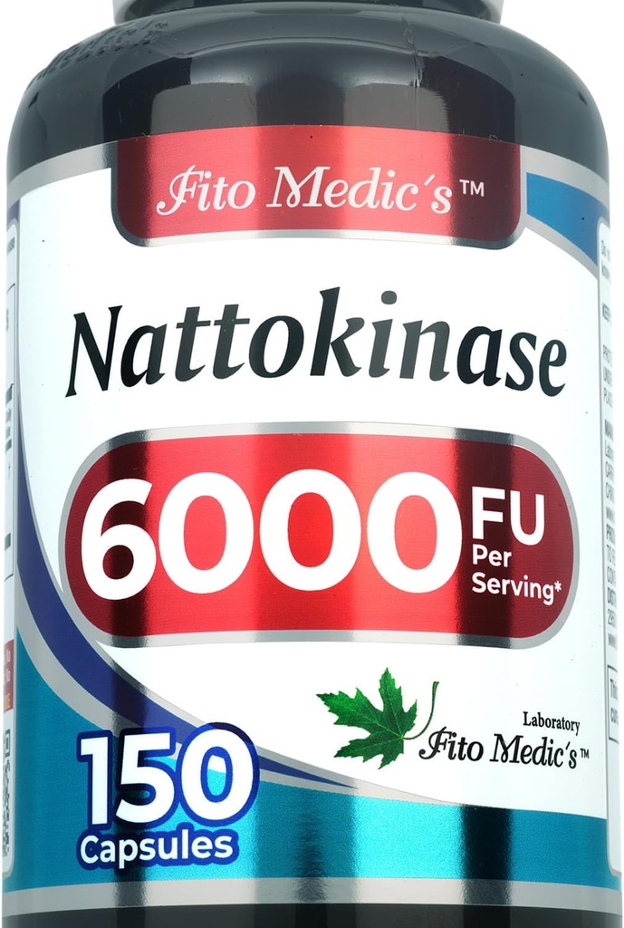 Laboratorio FITO MEDIC - Nattokinase, Natto - 6000 FU de Enzyme por Serving, 150 Capsules, Ultra alta Absorción.