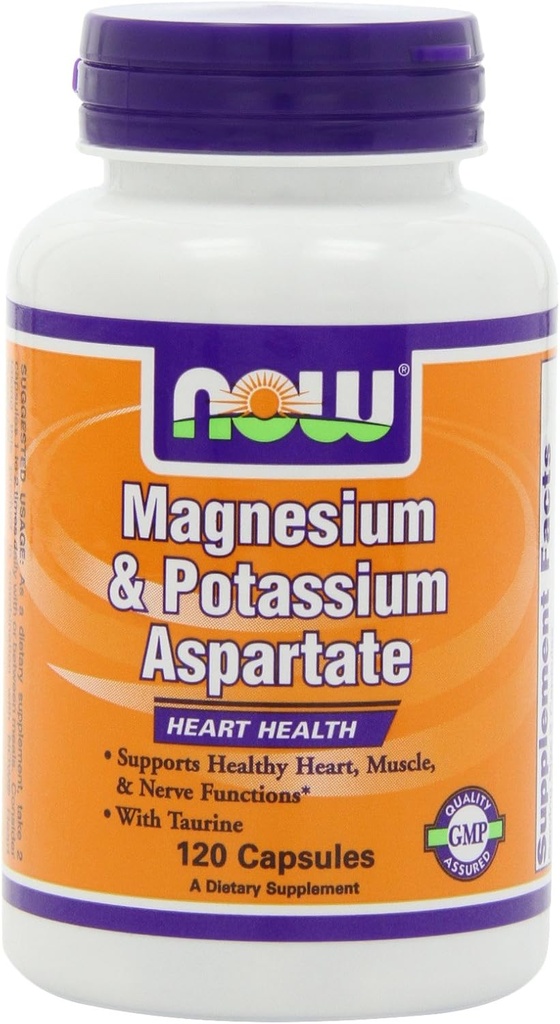 AHORA Magnesio y Potasio Aspartato W/ Taurine, 120 Capsules (Pack of 2)