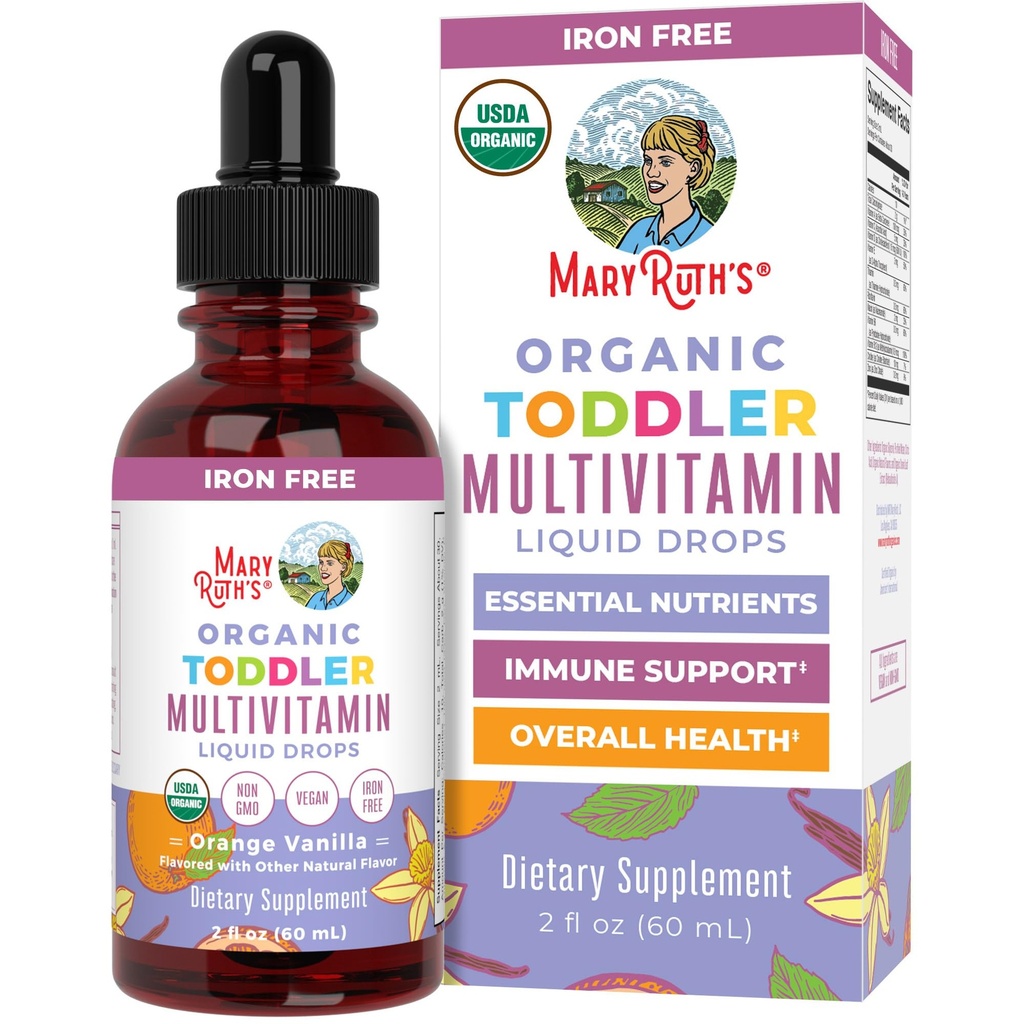 MaryRuth Organics Kids Multivitamin for Toddlers  USDA Organic ← Toddler Vitamins Liquid Drops for Kids Ages 1-3 ← Toddler Immune Support &amp; Global Wellness ← Vegan ← Non-GMO Silencio Gluten Free ← 2 Fl Oz