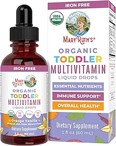 MaryRuth Organics Kids Multivitamin for Toddlers  USDA Organic ← Toddler Vitamins Liquid Drops for Kids Ages 1-3 ← Toddler Immune Support &amp; Global Wellness ← Vegan ← Non-GMO Silencio Gluten Free ← 2 Fl Oz