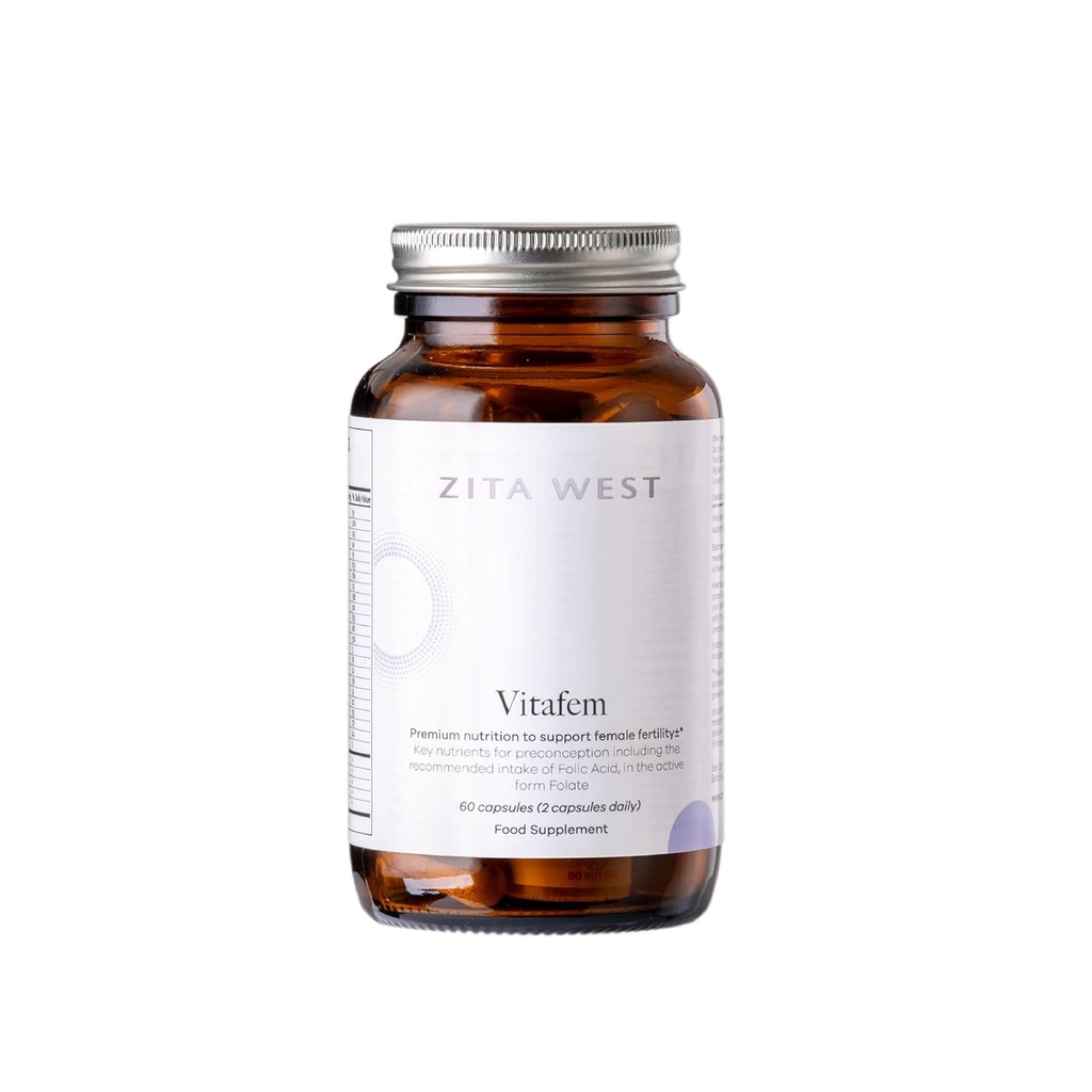 Zita West Vitafem Premium Fertilidad Suplemento para Mujeres - Vitaminas prenatales con Folate para Preconcepción Apoyo - 60 cápsulas (1 Mes de Suministro)