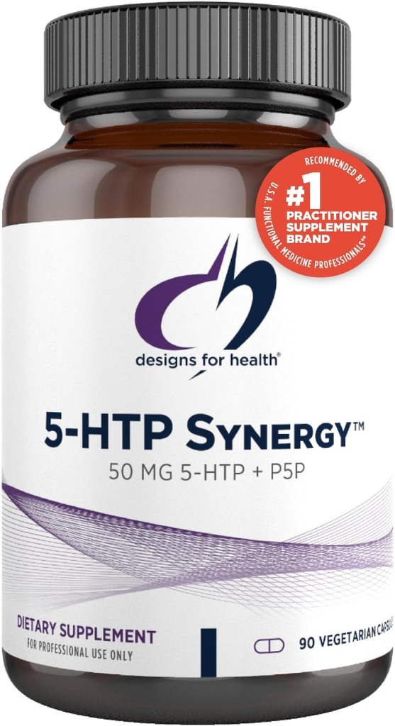 Diseños para la salud 5-HTP 50 mg con vitamina B6 (P-5-P) - 5-HTP Sinergía 50 mg Suplemento - Precursores de serotonina para ayudar a apoyar el Modo saludable + Appetite (90 cápsulas)