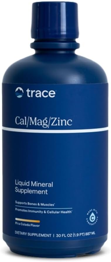 Trace Minerals TENIDO Cal/Mag/Zinc ANTE Calcium, Magnesium, Zinc, Vitamina D3 Suplemento ANTE Soporta Tissue Normal, Muscle y Bone Density ¦ Natural Piña Colada Flavor viv 32 Servings, 32 fl oz.