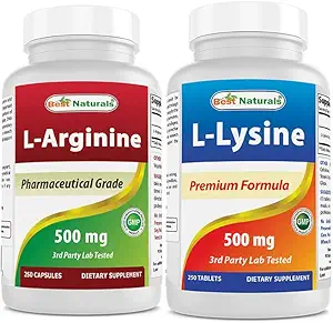 Mejores Naturales L-Arginina 500mg &amp; L-Lysine 500 mg