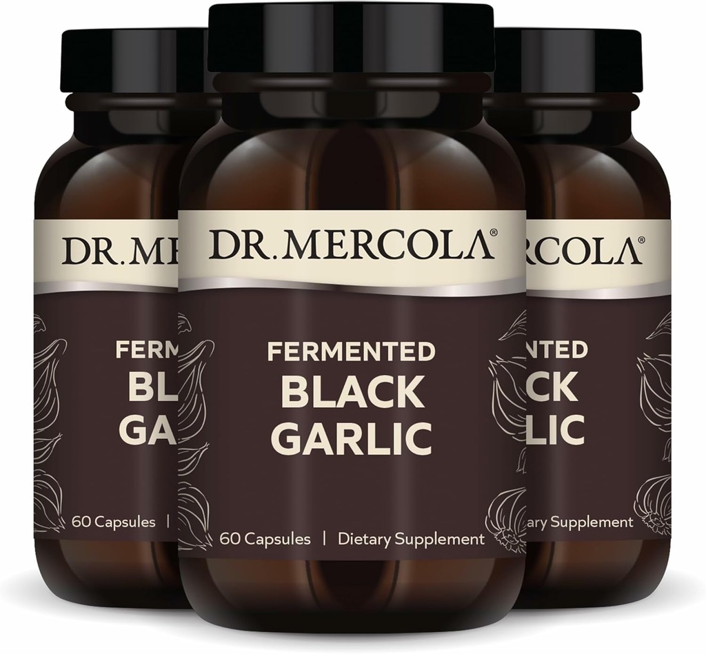 Dr. Mercola Fermented Ajo Negro, 90 Servimientos (180 cápsulas), Suplemento dietético, Apoyo Salud Inmunitaria, No GMO