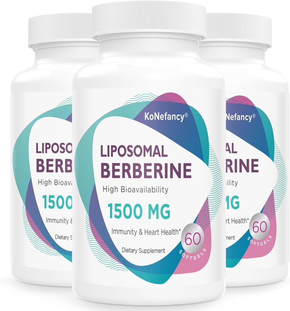 Beberine HCL Suplemento 1500mg - Alta biodisponibilidad Liposomal Berberine Capsules for Women and Men, AMPK Activator for Cardiovascular Health, Sugar-Free, Non-GMO,180 Softgels