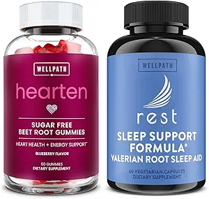 WellPath Beet Root Gummies (Sugar Gratis) 1500 mg – Blueberry Flavor for Blood Pressure Support and Rest Valerian Root Sleep Aid for Adults with Melatonin &amp; L-Theanine - Natural Sleep Support, 60 Ct