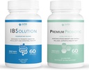 IBSolution Gut Health Bundle - All Natural Gut Health Support & Premium Probiotics w/ 40 Billion CFU for Support of Irregular Bowels, Bloating, Constipation, Gas, Abdominal Pain - 2 Pack (120 Caps)