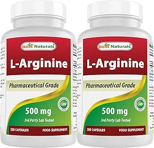 Mejores Naturales L-Arginina 500mg 250 cápsulas (250 Cuenta (Pack de 2))