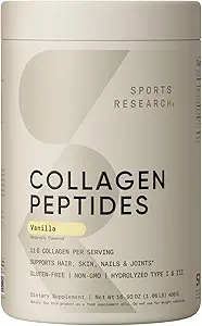 Collagen Peptides de investigación deportiva - Hidrolyzed Tipo 1 & 3 Collagen Powder Protein Suplemento para la piel sana, uñas, &amp; articulaciones - Easy Mixing Vital Nutrients & Proteins, Collagen for Women &amp; Men