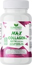 Max Collagen Plus C (60 caps) - All Natural Collagen Capsules with Biotin & Bioperine to Boost Anti Aging Hydration & Skin Firmness - Collagen Pills to Strengthening Bones & Nails