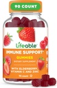 Lifeable Immune Support Gummies for Adult ← Elderberry Vitamin C and Zinc ← Gran Tasting Elderberry Immune Support Suplemento Gummies ANTE Immunity Gummies for Adults, Hombres, Women  durable 90 Gummies