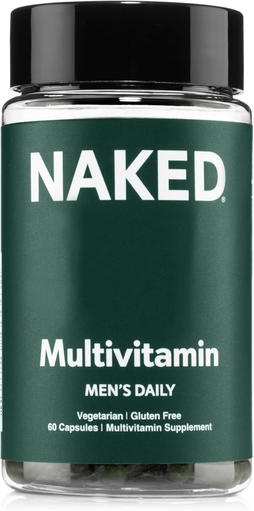 Multi de hombres desnudos – Multivitamínico diario para hombres – A, C, E, Selenium, Zinc, Fruit y Super Green Extractos y Más para Boost Immune Support – Vitaminas diarias libres de gluten y vegetarianas – 60 cápsulas