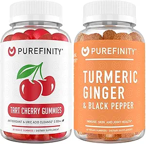 PUREFINITY Tart Cherry Extract " Turmeric Ginger Gummies - Your Uric Acid Flush " Cleanse Bundle