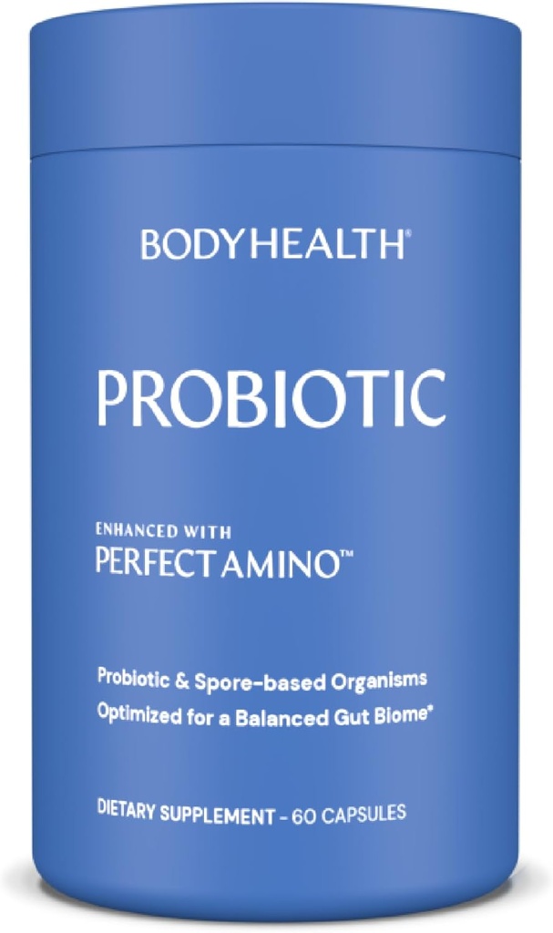 BodyHealth Probiotic Enhanced with PerfectAmino for Women and Men, Spore Based with Bifidobacterium, Lactobacillus Salivarius, Lactobacillus Acidophilus - 60 Capsules