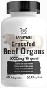 Complejo de Órgano de Carne Grasfed Primal - hígado, corazón, páncreas, bazo, " Apoyo al riñón Salud general " - 180 cápsulas, 3000 mg por servicio