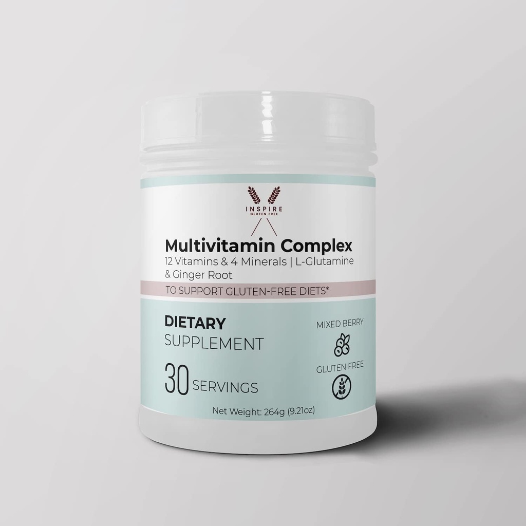 multivitamina Powder, suplemento celíaco, vitaminas y minerales libres de gluten - Immune Apoyo zinc biotina b6 b2 niacina Calcio Natural Iodine kelp