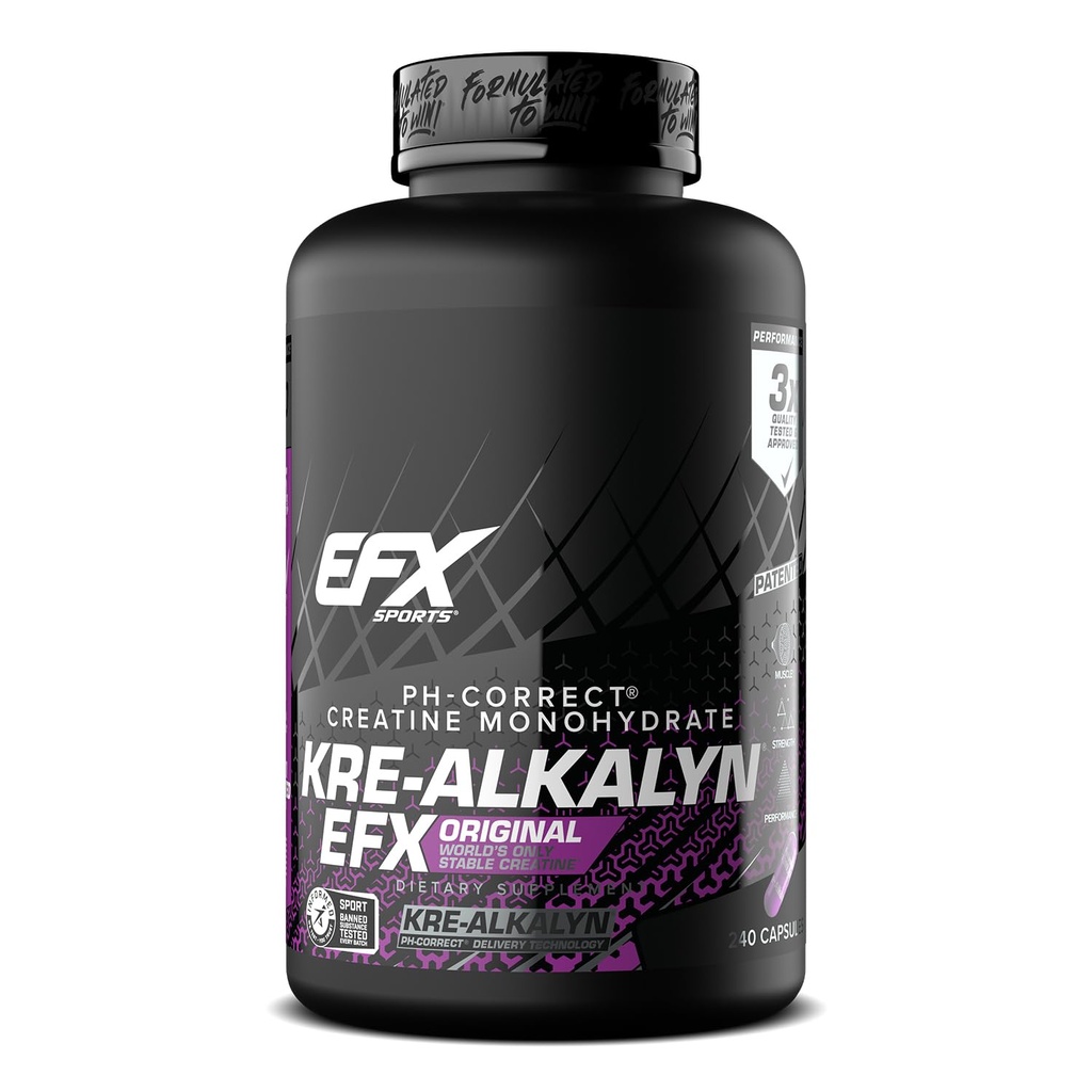 EFX Sports Kre-Alkalyn EFX ← pH Correct Creatine Monohydrate Pill Suplemento ¦ Strength, Muscle Growth & Performance peru 120 Servings, 240 Capsules