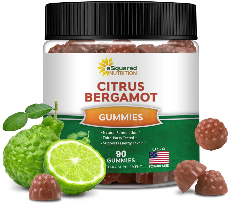 aSquared Nutrition Citrus Bergamot Gummies - Citrus Bergamot Extract Supplement 500mg Por Serving - Pure Gummy Alternative to Capsules & Pills