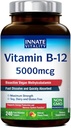 Vitalidad innato Vitamina B12 5000mcg, Methylcobalamina sublingual, Metilcobalamina Vegana, Tablas de disuelve rápido, Flavor natural de melocotón, apoya la producción de energía y sistema nervioso saludable, 240 Tabletas