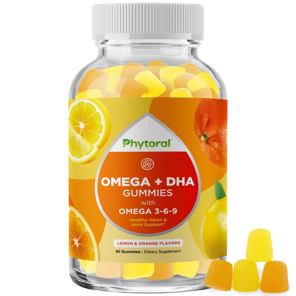 DHA Omega 3 Gummies for Adults - Delicious Chia Seed for Brain Omega 3 6 9 Suplemento para la Inflamación, Energía e Insulina - Suplementos de ácidos grasos esenciales vegetarianos para el soporte inmunológico - 60 Chews