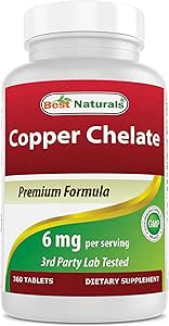 Mejores Naturales Cobre Chelate 6 mg por Serving- 360 Tablets