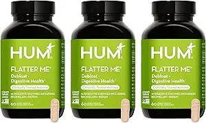 HUM Flatter Me Digestive Enzymes for Women ' Men, Digestive Health Bloating Suplemento con Ginger &amp; Peppermint Leaf, Fast Acting Anti Bloat Pills Multi Enzyme for Debloating, Vegan,180 cápsulas