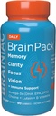 Brainiac Daily BrainPack Gummies, apoya la salud cerebral con Omega 3 DHA EPA DPA, Choline, B6 &amp; B12 y Lutein para salud ocular con soporte inmunológico, Citrus Berry Flavor, 90 ct