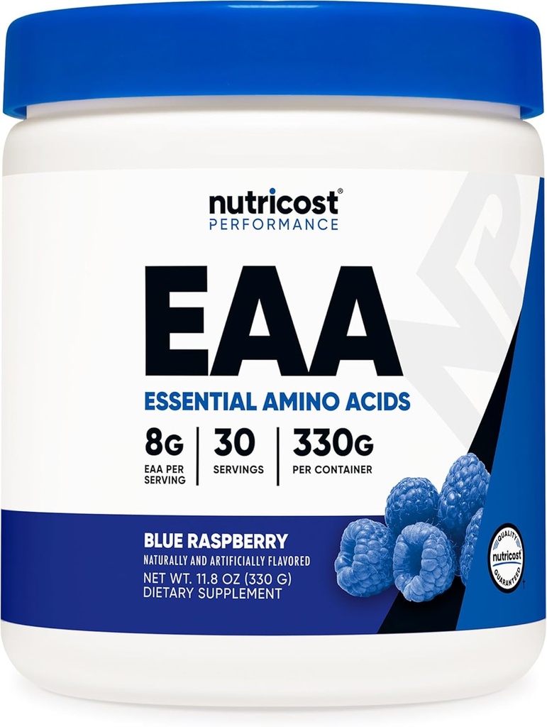 Nutricost EAA Powder 30 Servings (Blue Raspberry) - Aminoácidos esenciales - No GMO, Gluten Free, Vegetarian Friendly