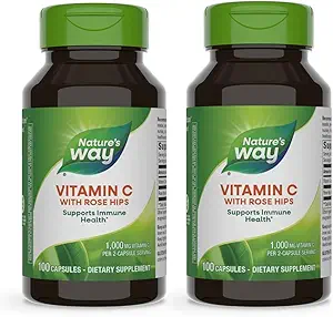 Camino de la Naturaleza Vitamina C con Rosa HIPS, Potencial Antioxidante & Immune Función Soporte de Vitamina C*,Promotes Collagen for Healthy Skin*, 100 cápsulas (Packaging May Vary) - 2 Pack