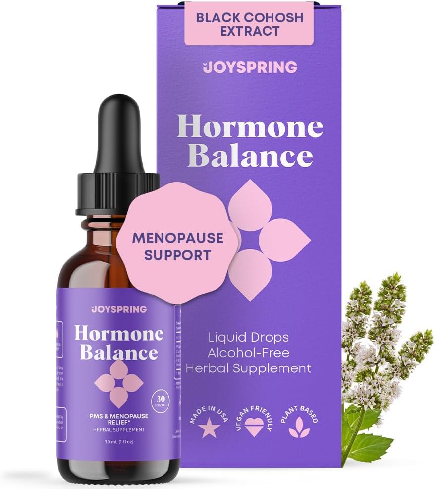 JoySpring Hormone Balance for Women | Natural Menopause Supplements with Black Cohosh | Supports Hot Flash Relief & PMS Relief for Menstrual Herbal Support
