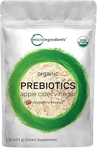 Prebióticos orgánicos Fiber Powder ← 1Lb, 6 in 1 All Natural Plant ← Fruit Formula, Strawberry Flavor, Vegan tención Keto, No Additives, No Fillers, Supports Healthy Digestion & Immune System for Women and Men