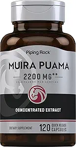 Piping Rock Muira Puama Root Extract 2200 mg  120 Capsules Silencio para Hombres &amp; Mujeres Silencio Non GMO, Gluten Free Supplement