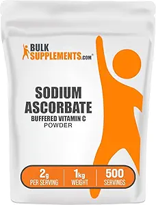 BulkSupplements.com Sodium Ascorbate Powder - for Immune Support, Sodium Ascorbate Vitamina C - Buffered Vitamin C, Gluten Free, 2g per Serving, 1kg (2.2 lbs) (Pack of 1)