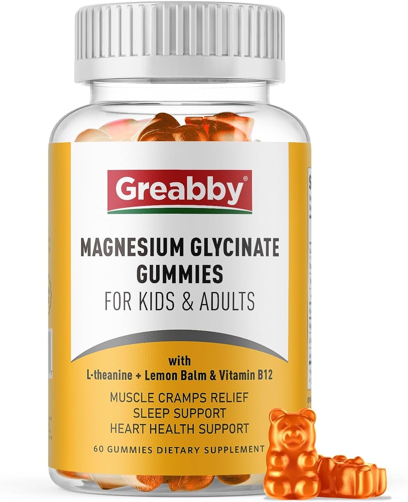 Magnesium Glycinate Gummies for Kids &amp; Adults - Magnesium Glycinate 300mg Chewable Supplement - Promotes Sleep, Muscle, Relaxation (60Count)