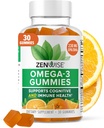 Zenwise Health Omega 3 Gummy Supplement - Burpless Omega 3 Supplement with DHA & EPA Fatty Acids for Immune Health - Sustainably Sourced Fish Oil, Flaxseed Oil & Vitamin E - 30 Gummies