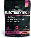 Enhanced Electrolyte Powder Stick Packs (Raspberry Guava tención 20 Packets) w / 0 Sugar +BCAAs +B-Vitamins Electrolyte Suplemento w Potassium Zinc &amp; Magnesium for Hydration - Keto Electrolytes