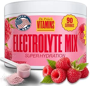 Dr. Price’s Electrolyte Mix | Sugar-Free Hydration Powder with 72+ Trace Minerals | No Sugar, Fast-Dissolving Electrolytes Powder Packets | Raspberry, 90 Servings